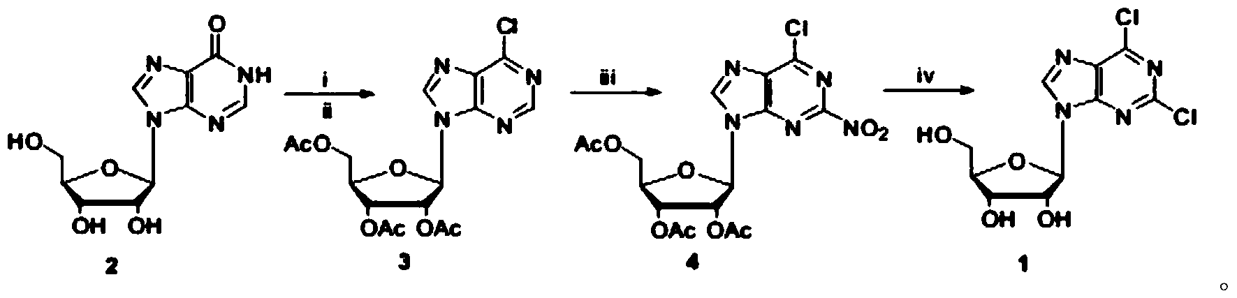 一种以肌苷为原料合成2, 6-二氯嘌呤核苷的方法